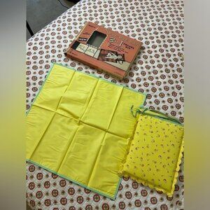 NIB Vintage 1955 Baby Diaper Bag Change Sheet & Pillow Yellow Floral RARE